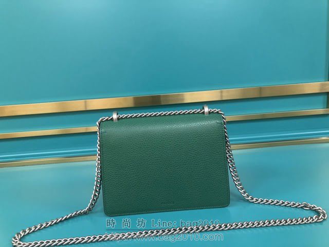 Gucci古馳包包 G家新款女包 款號:421970 古奇小號酒神包 Gucci鏈條斜挎女包 綠色雙色皮  gdj1326